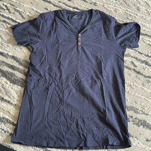 Cotton On Garments Henley T Shirt Mens M navy blue Short Sleeve